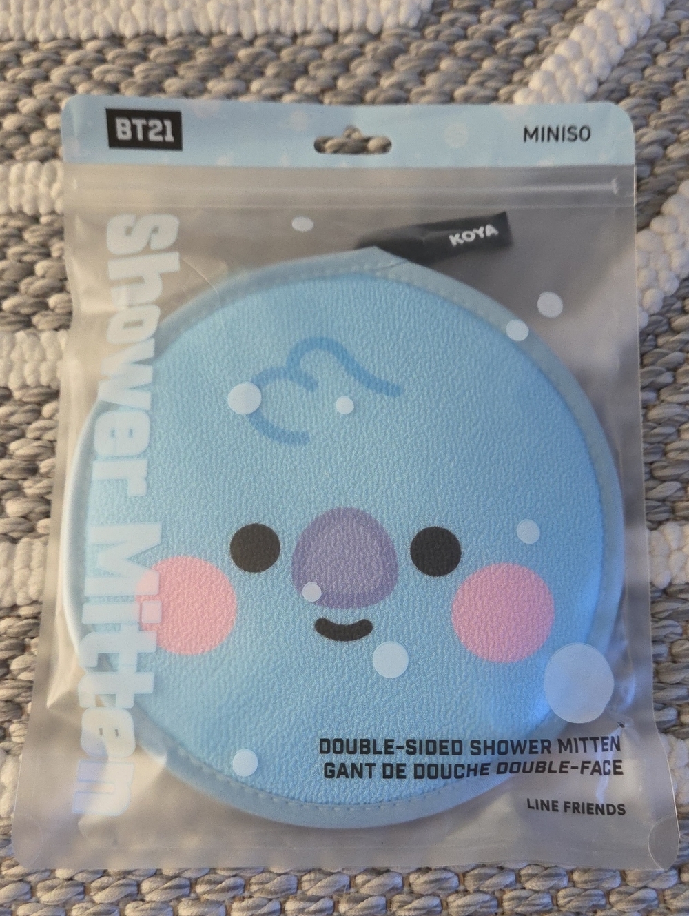 BT21 Koya Light Blue Double-Sided Shower Mitten by